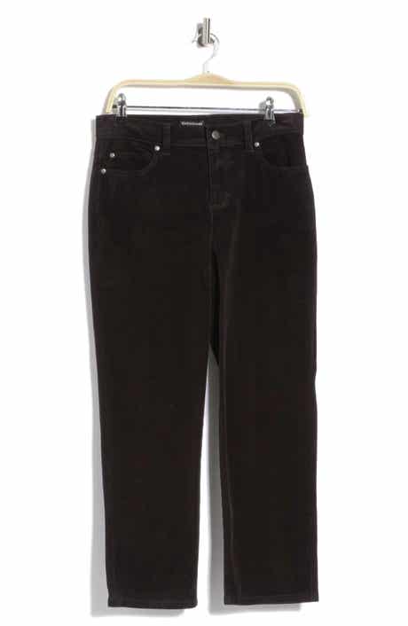 High Waist Stretch Ankle Straight Leg Corduroy Jeans