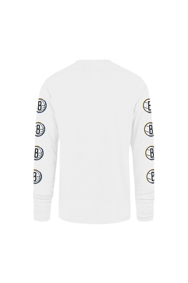 Men's '47 White Brooklyn Nets City Edition Downtown Franklin Long Sleeve T-Shirt, Alternate, color, White