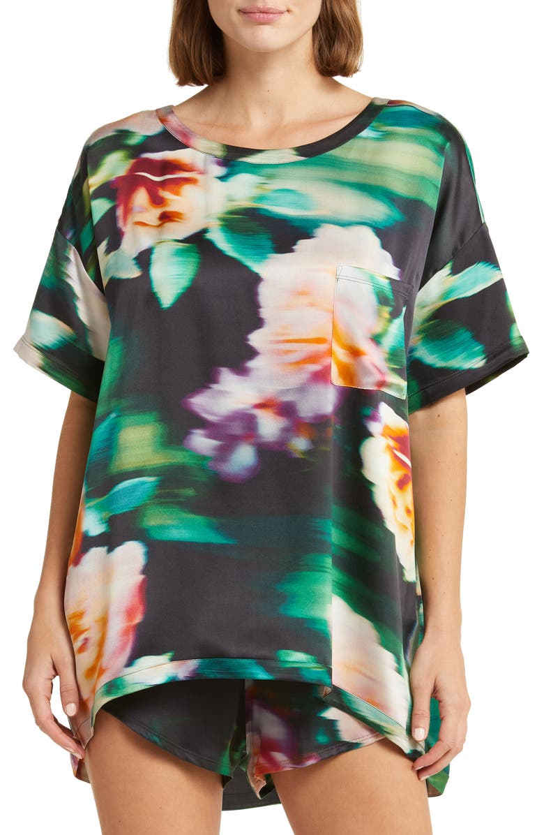 Lunya Washable Silk Tee Short Pajamas, Main, color, Aurora Garden