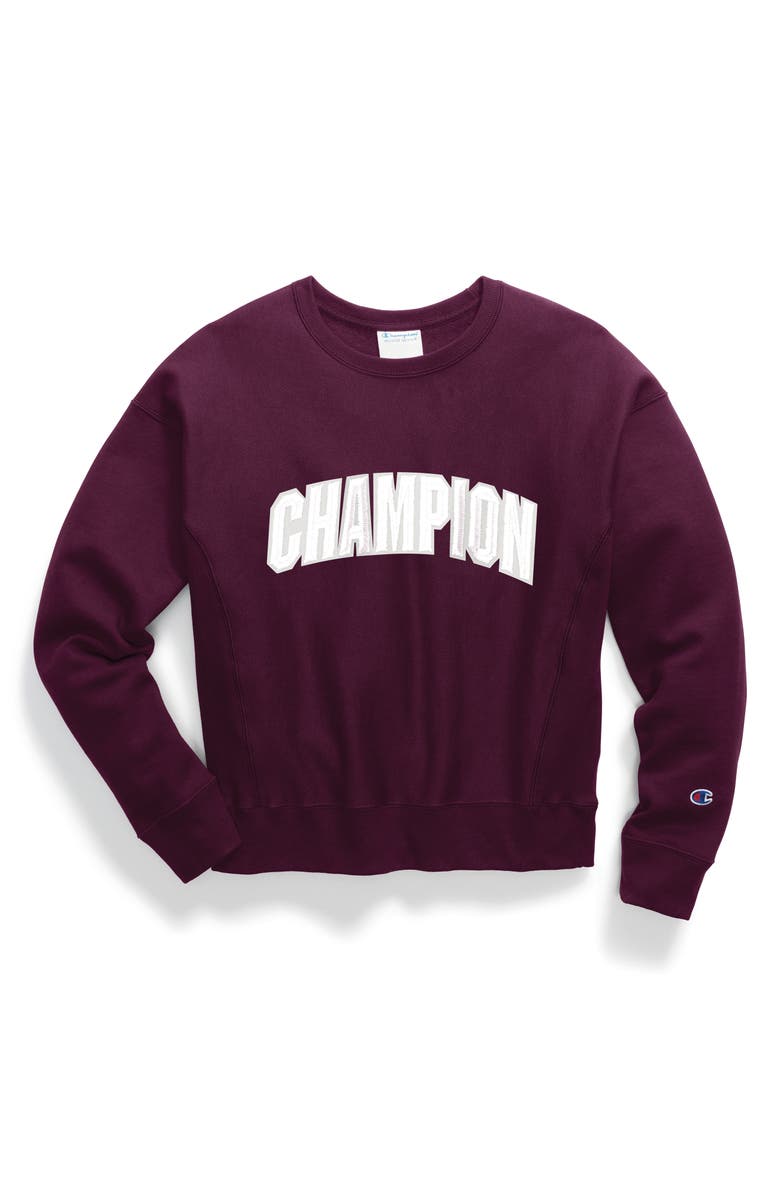 Champion Block Arch Crewneck Sweatshirt, Main, color,