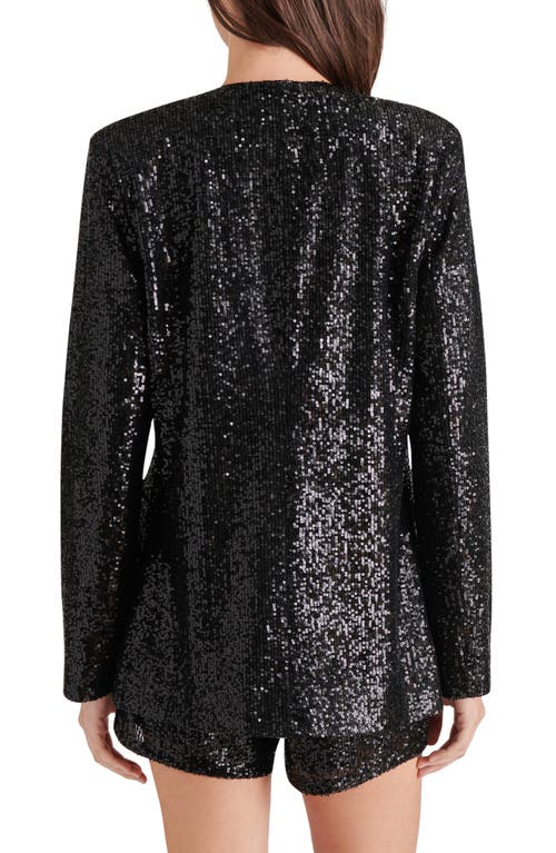 Steve Madden Payton Sequin Open Front Blazer In Black