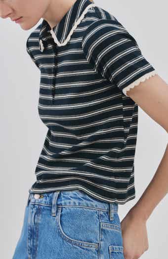 Stripe Scallop Collar Polo