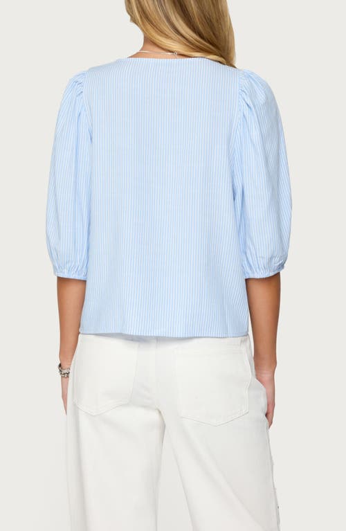 Edikted Pinstripe Linen Look Button Up Shirt