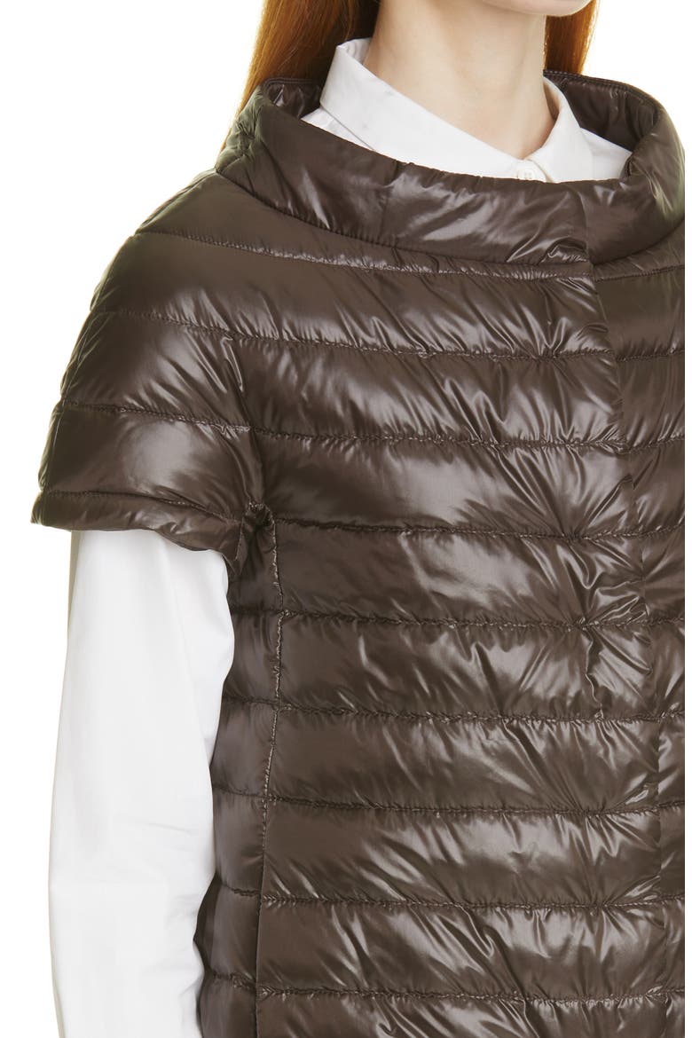 Emilia Cap Sleeve Quilted Down Jacket, Alternate, color, MARRONE SCURO
