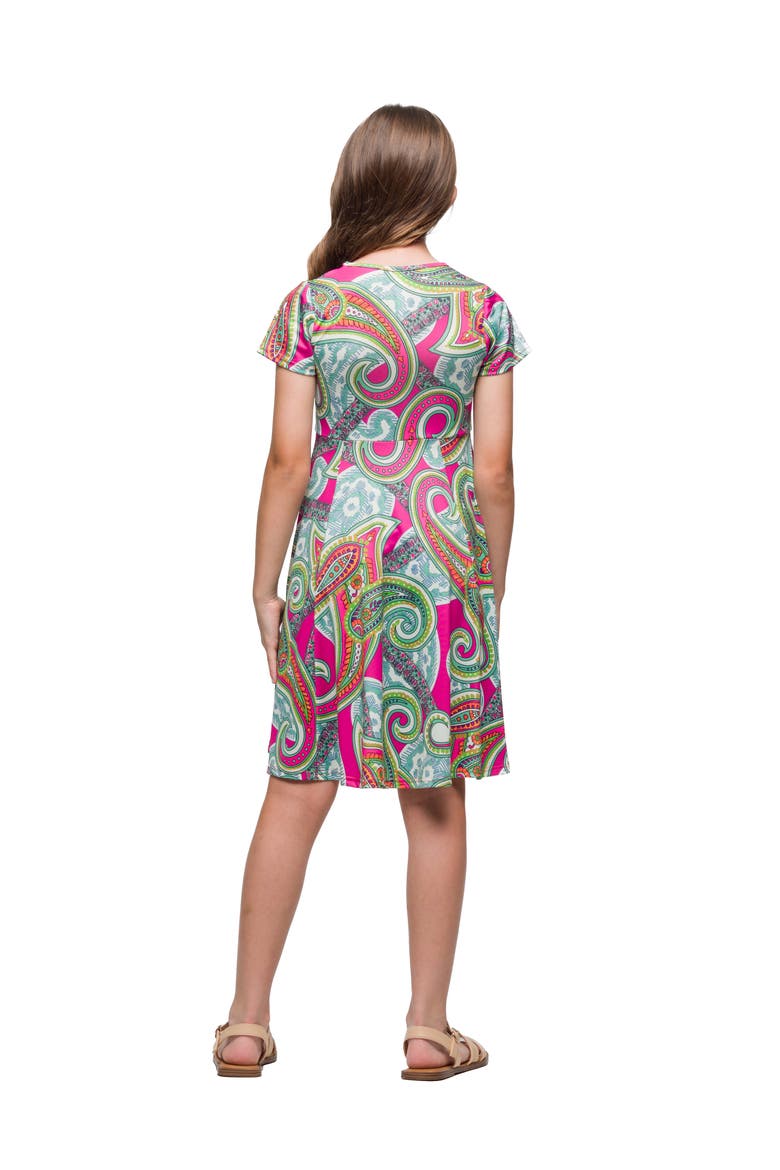Pink Paisley Short Sleeve Dress, Alternate, color, Green Multi