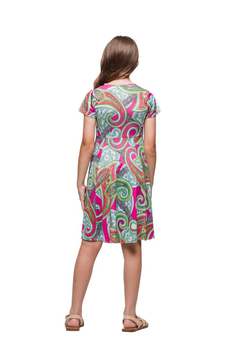 24sevenKid Pink Paisley Short Sleeve Dress, Alternate, color, Green Multi