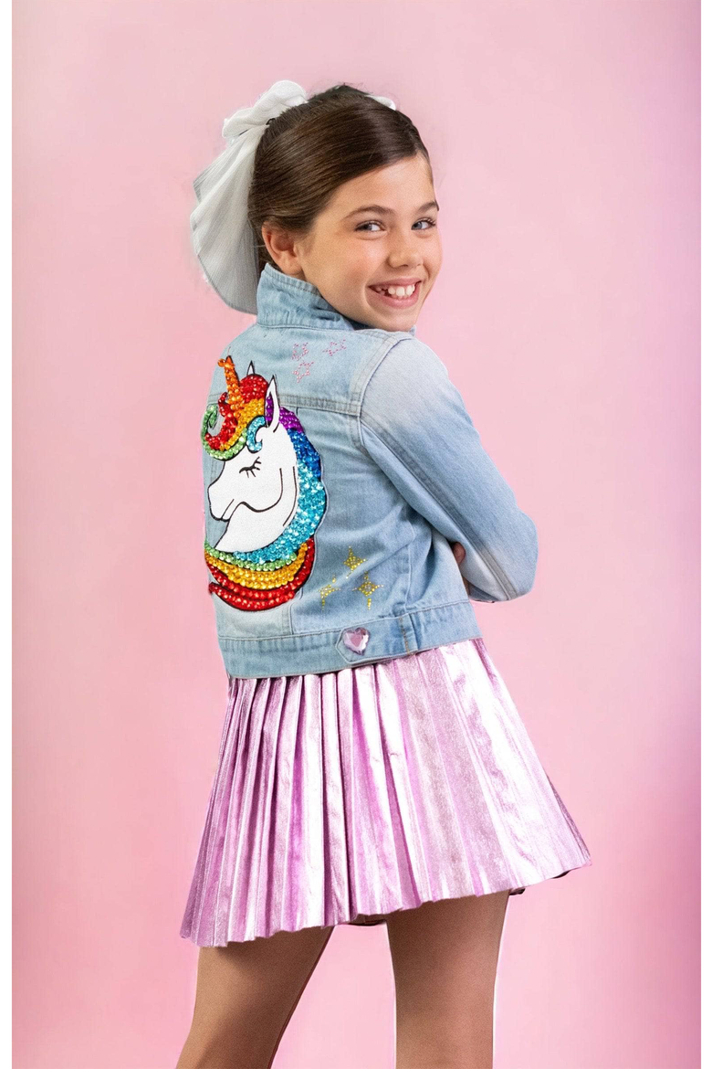 Unicorn Queen Denim Jacket, Alternate, color, Light Blue