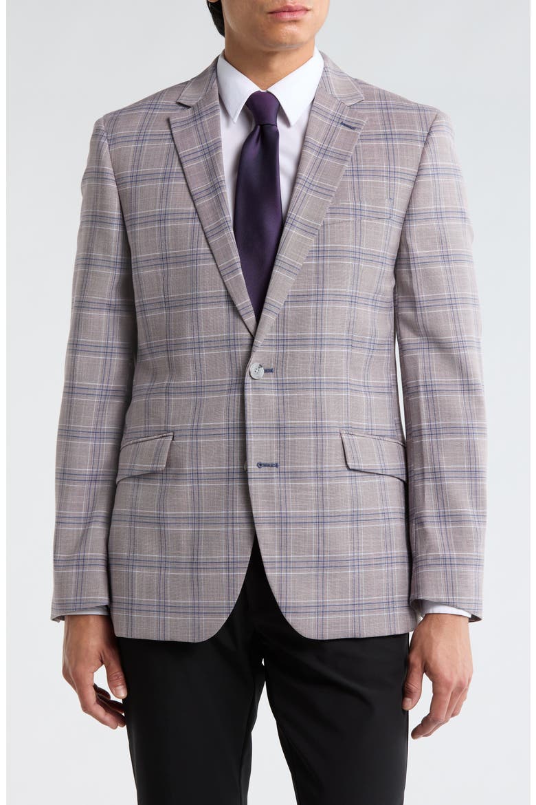 Plaid Sport Coat, Main, color, GREY