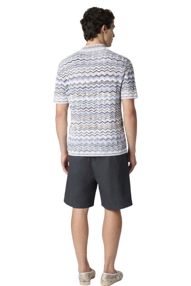 Cotton Knit Polo Shirt With Chevron Pattern, Alternate, color, Light Blue