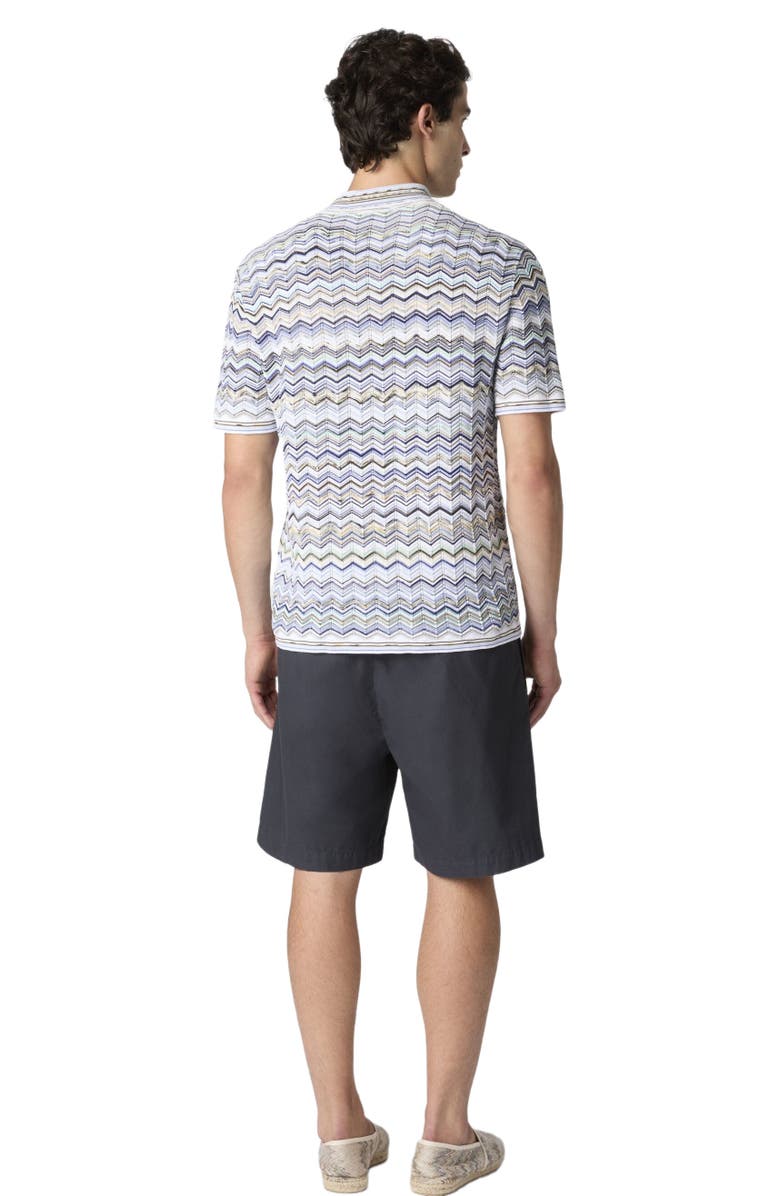 Missoni Cotton Knit Polo Shirt With Chevron Pattern, Alternate, color, Light Blue