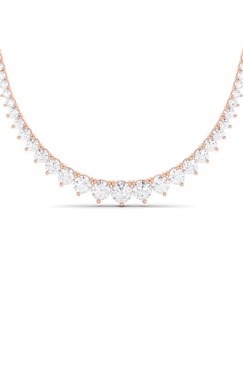 HauteCarat Graduated Lab Created Diamond Necklace, Main, color, Rose Gold