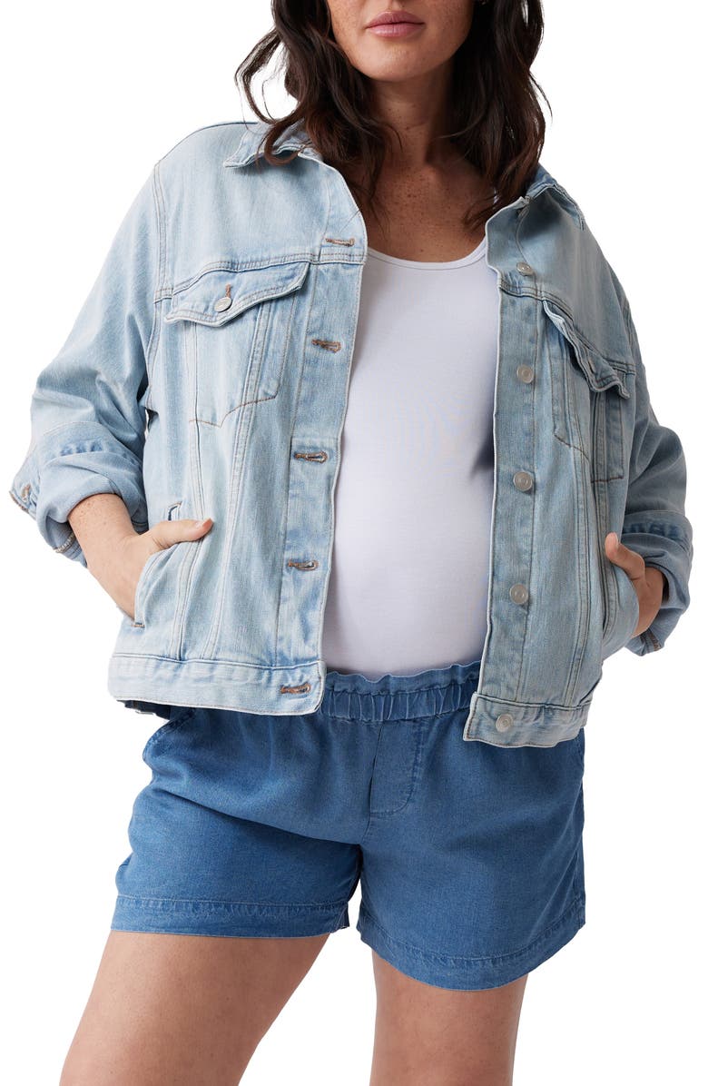 Ingrid & Isabel<sup>®</sup> Mama Denim Maternity Trucker Jacket, Main, color,