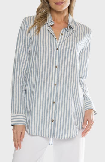 Matty M . Fletcher Long Sleeve Button Front Shirt In Gray