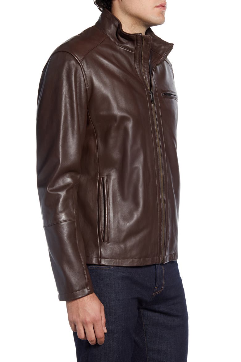 Lambskin Leather Moto Jacket, Alternate, color, JAVA