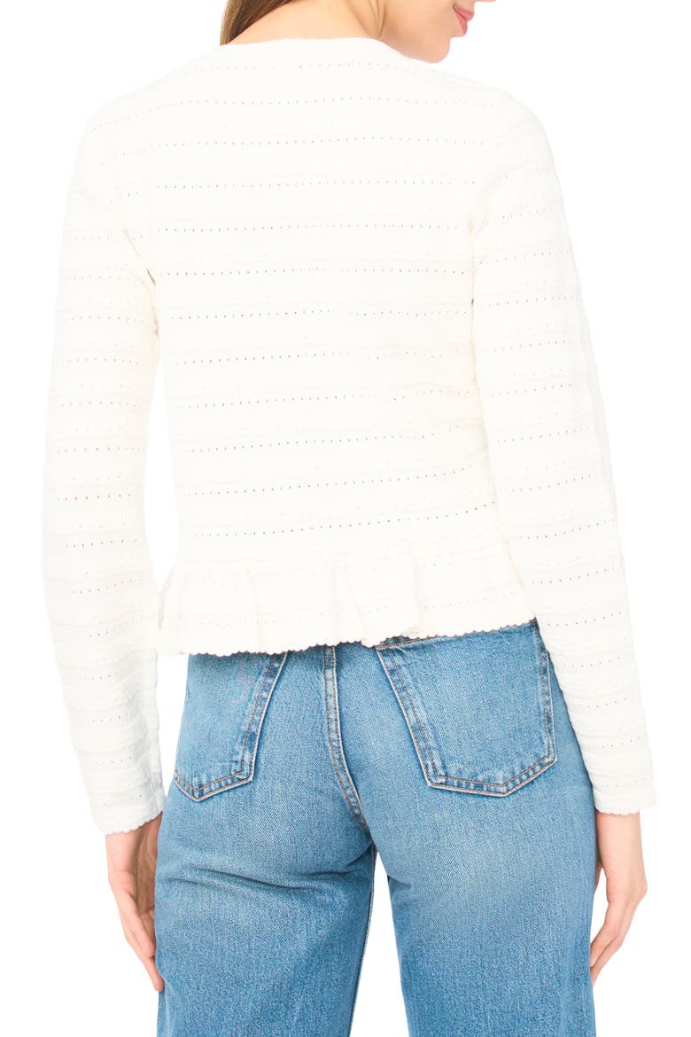 Ruffle Pointelle Cardigan, Alternate, color, ANTIQUE WHITE