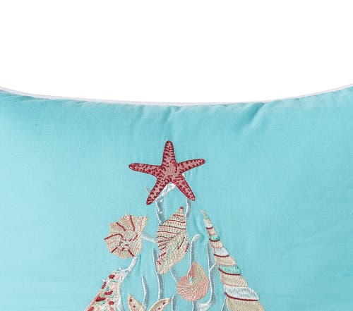 C & F Home C&f Home Merry Christmas Seashells Aqua Pillow In Blue