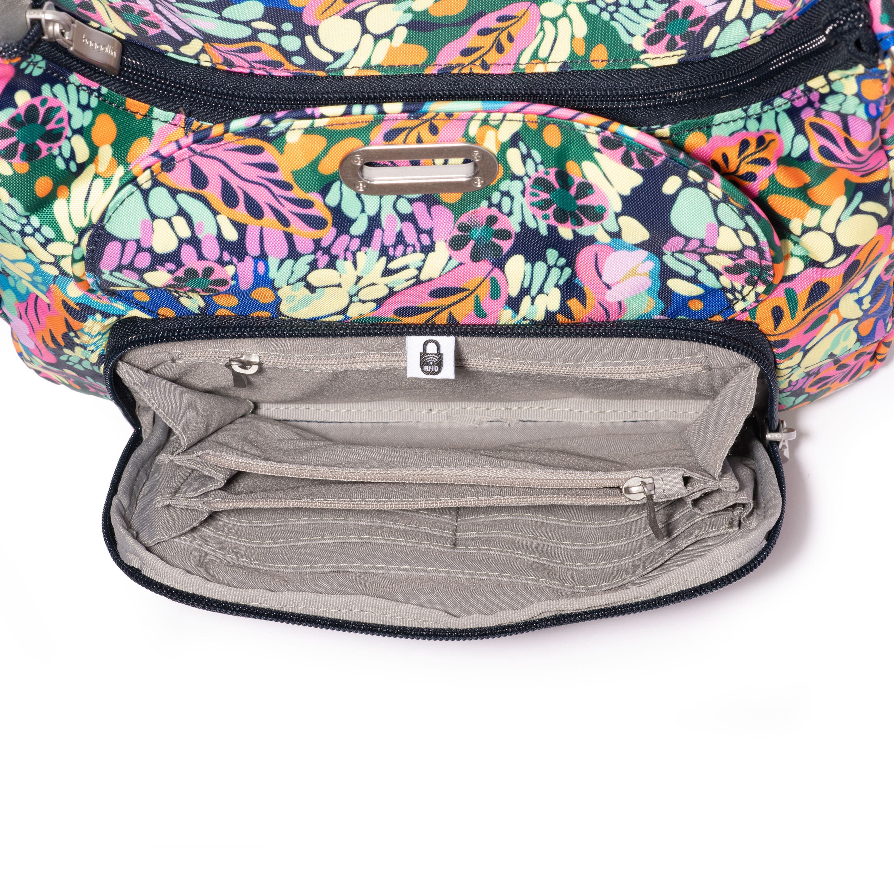 BAGGALLINI Coastal Flip Lock Half Moon Bag, Alternate, color, Paradise Print