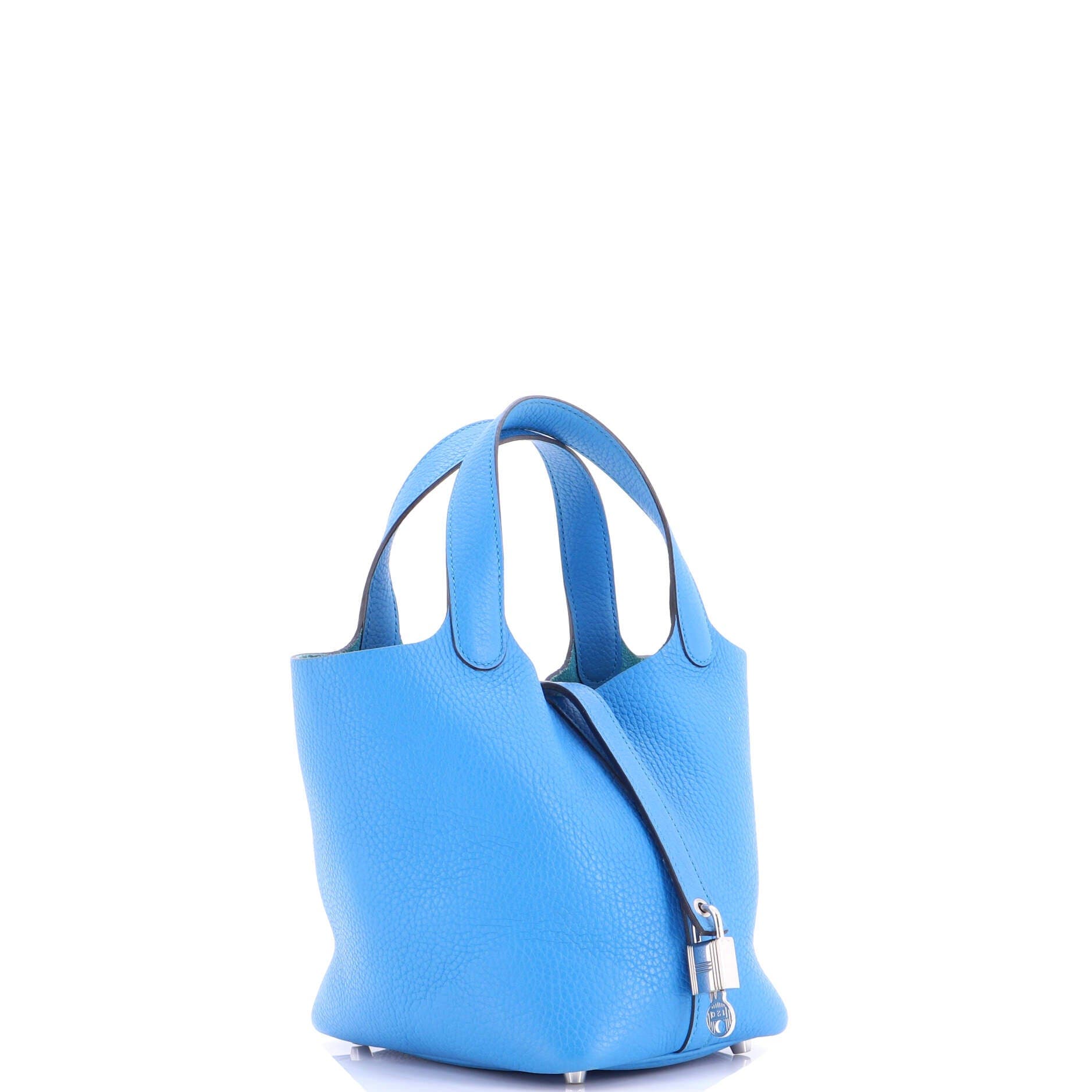 Pre-Owned Hermes Picotin Lock Bag Clemence PM, Alternate, color, Bleu Zanzibar