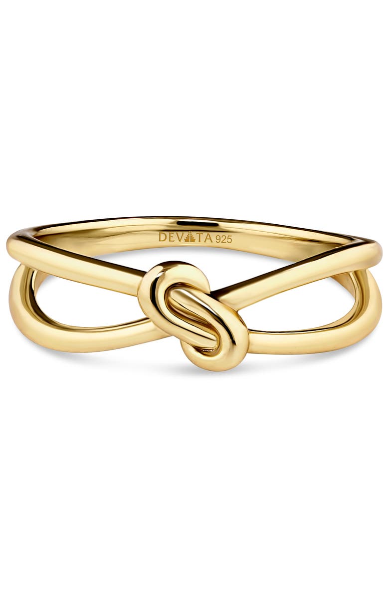 DEVATA Love Knot Ring in Gold Plated Sterling Silver, 6mm, Main, color, Yellow Gold