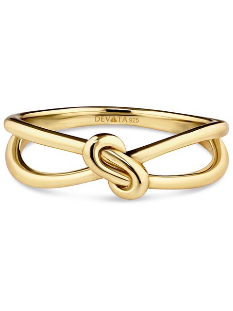 Love Knot Ring in Gold Plated Sterling Silver, 6mm