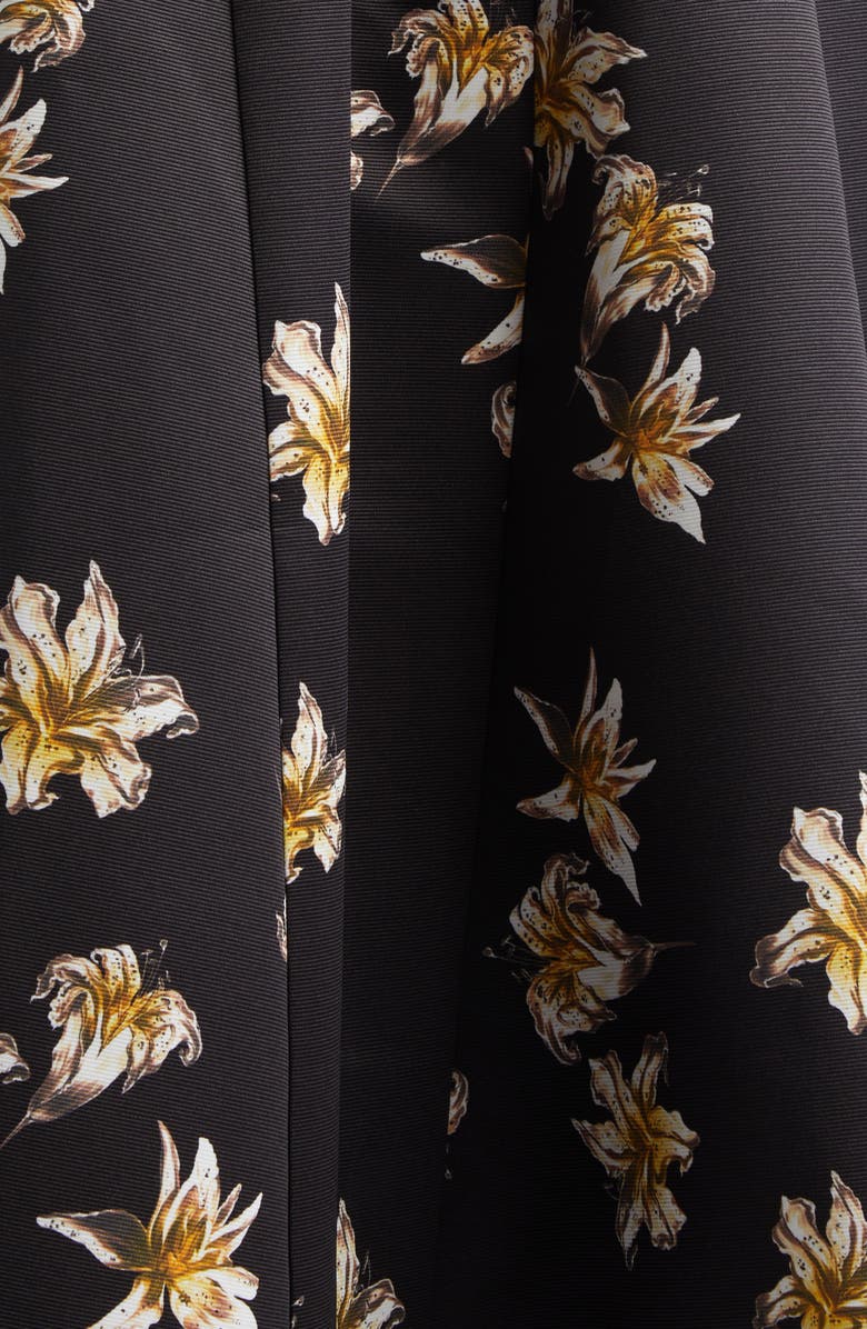 Emilia Wickstead Uccelina Festive Lillies Long Sleeve Belted Fit
Flare Faille Midi Dress, Alternate, color, Festive Lilies Black Yellow