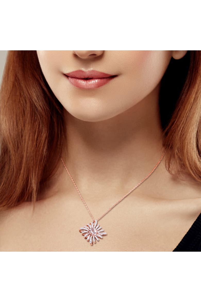 Morganite & White Topaz Floral Necklace, Alternate, color, Morganite
