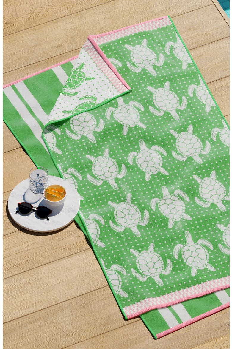 2-Pack Assorted Beach Towels, Alternate, color, GREEN/ WHITE TURTLES / STRIPE