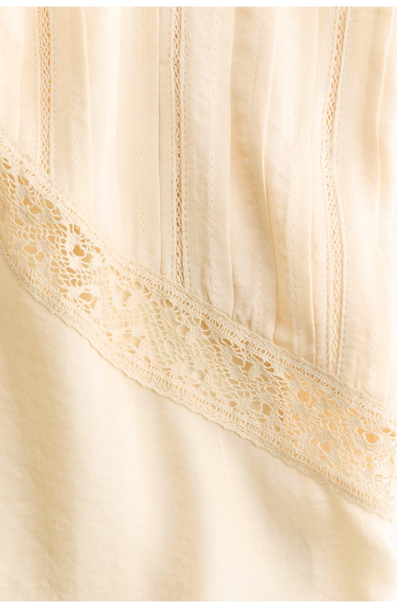 H&M Lace-trimmed Pintucked Top, Alternate, color, Light Beige