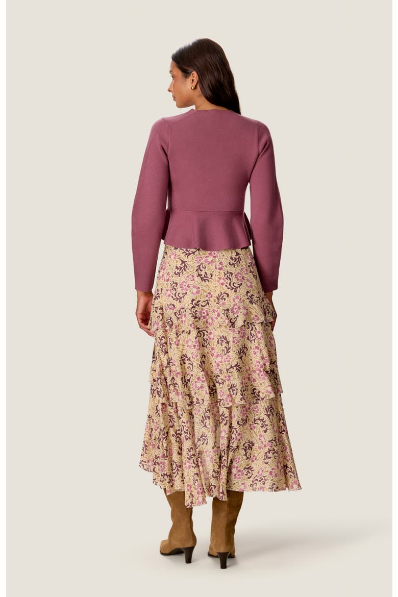 Jocelyn Peplum Cardigan, Alternate, color, Soft Plum