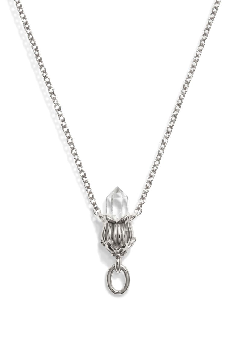 Belladonna Crystal Pendant Necklace, Main, color, METALLIC SILVER
