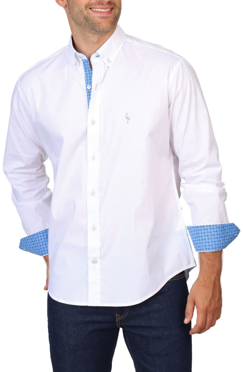 TailorByrd Solid Stretch Button-Down Shirt, Alternate, color, White