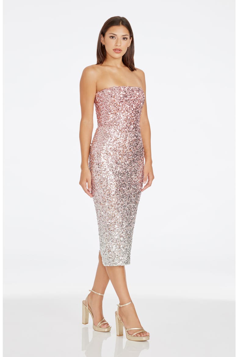 Viviana Sequin Strapless Cocktail Dress, Alternate, color, BLUSH MULTI