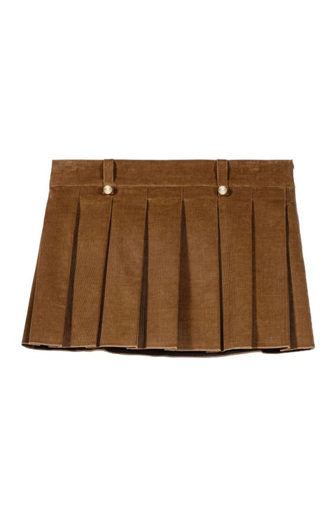 Pleated corduroy mini skirt