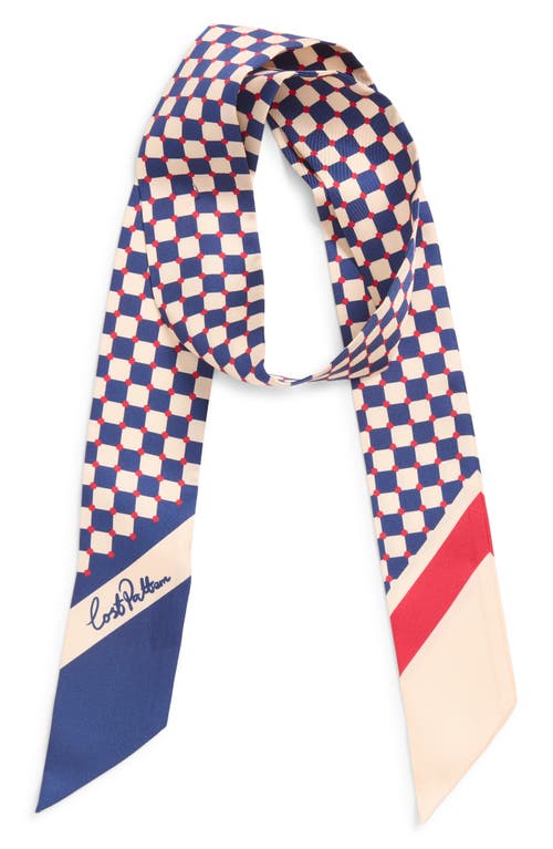 Lost Pattern Checkerboard Skinny Silk Scarf In Multi