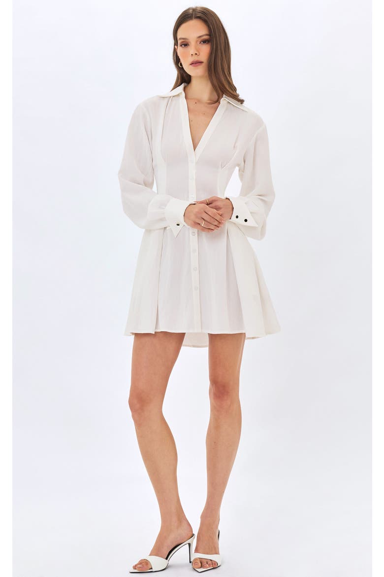 Nanette Lyocell Poplin Shirt Mini Dress, Alternate, color, White