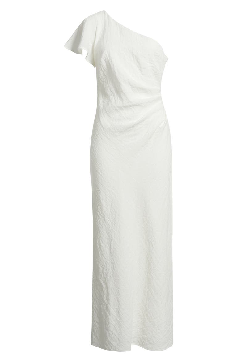 Draped One-Shoulder Dress, Alternate, color, WHITE