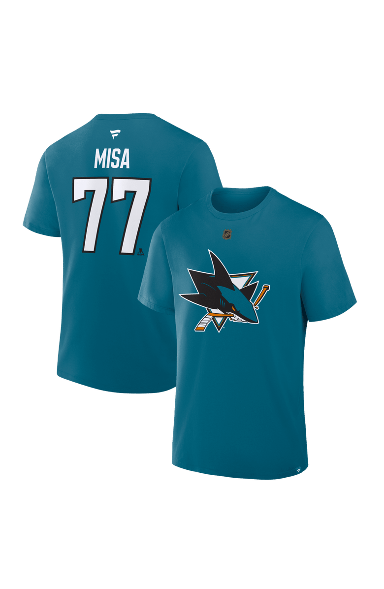 FANATICS Men's Fanatics Michael Misa Teal San Jose Sharks Authentic Stack Name & Number T-Shirt, Alternate, color, Teal