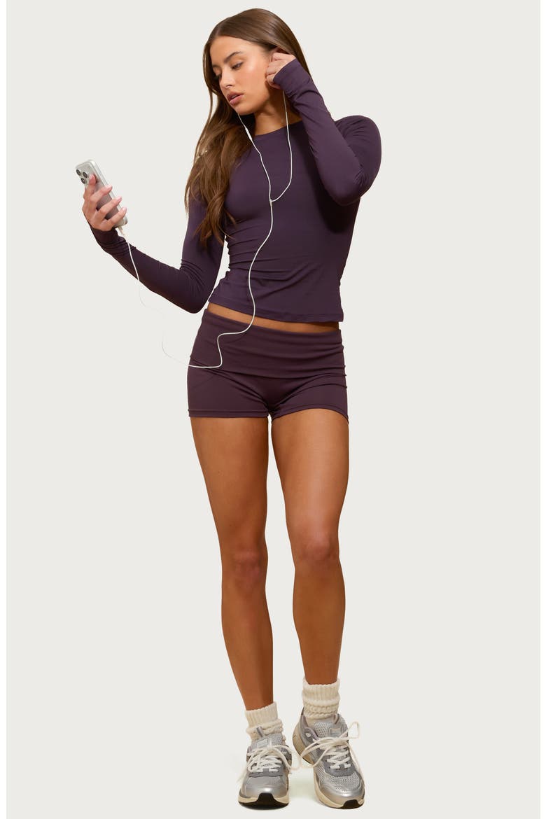 Lannie Long Sleeve Crop Top, Alternate, color, PLUM