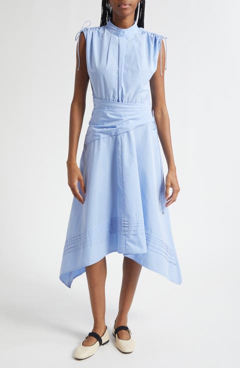 Ruched Handkerchief Midi Dress