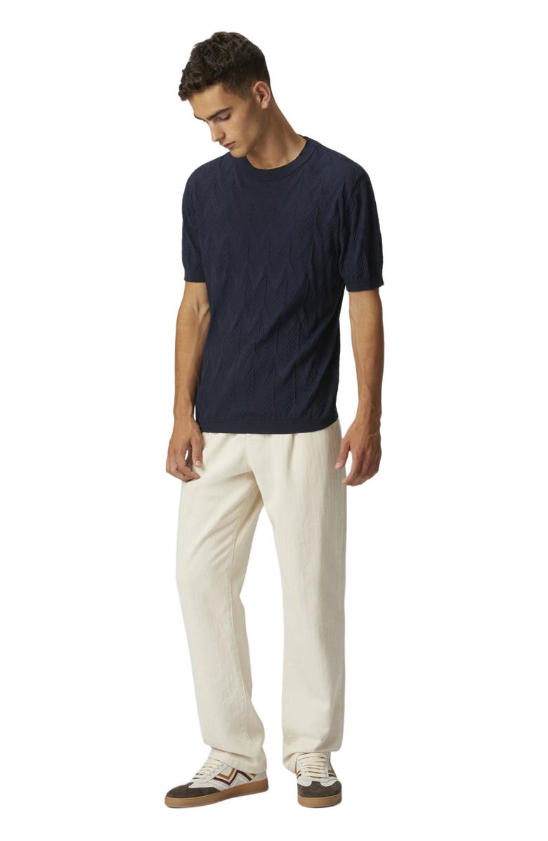 Missoni Cotton And Silk Knit Crewneck T-shirt With 3d Chevron, Main, color, Blue