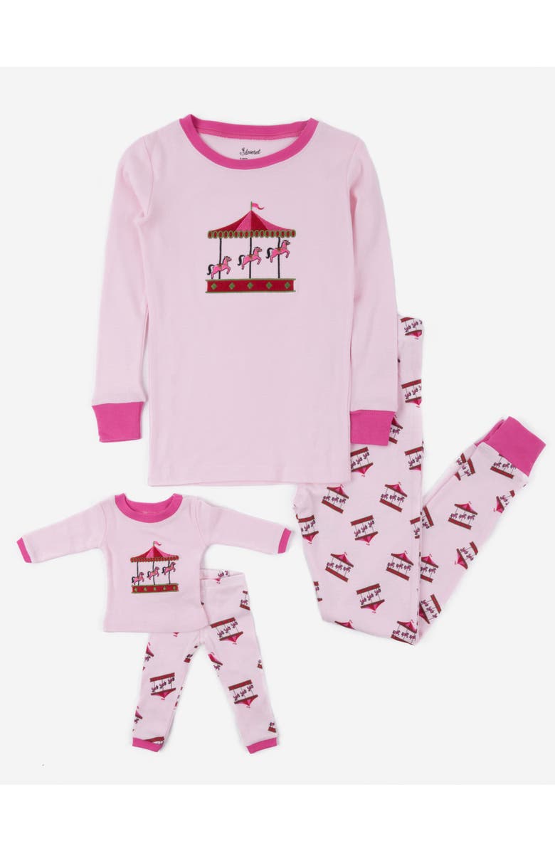 Leveret Girls Matching Doll Printed Cotton Pajamas, Fantasy & Character Prints, Main, color, Carousel