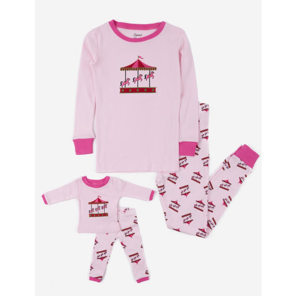 Leveret Girls Matching Doll Printed Cotton Pajamas, Fantasy & Character Prints In Pink