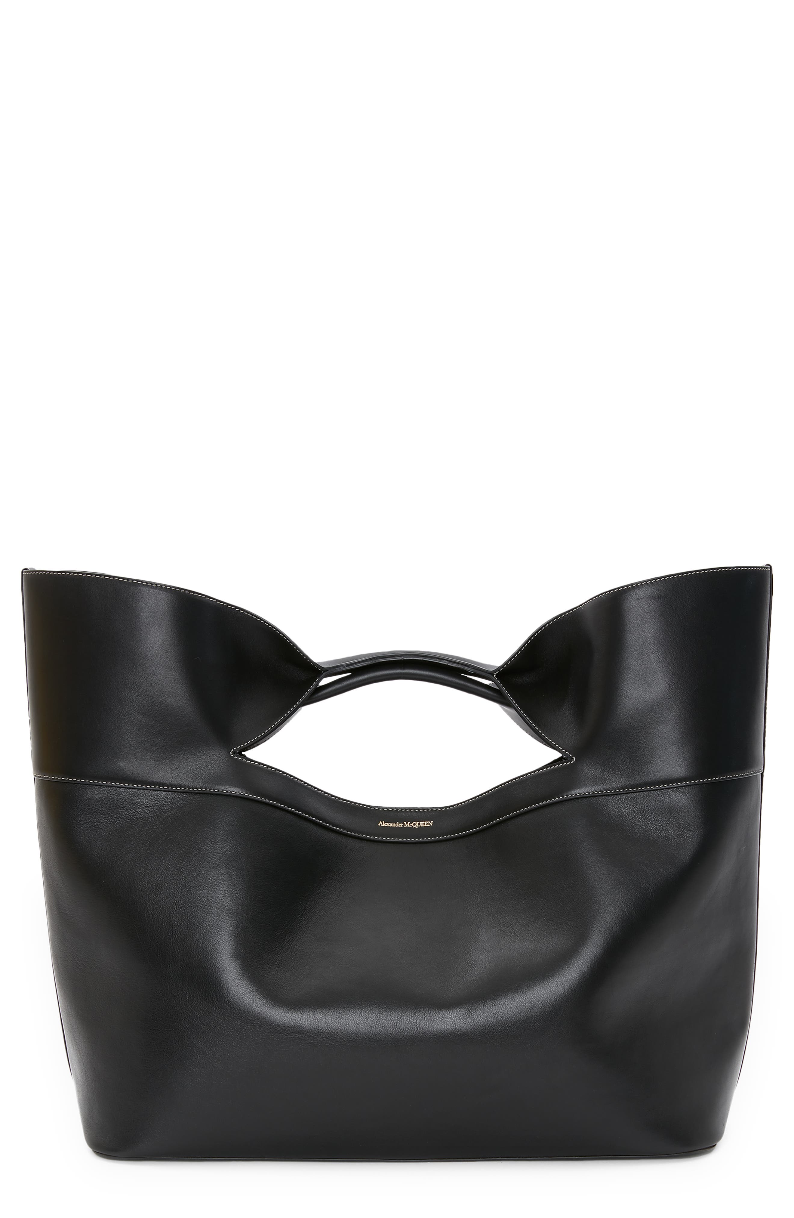 McQueen The Large Bow Leather Tote Bag, Main, color, 