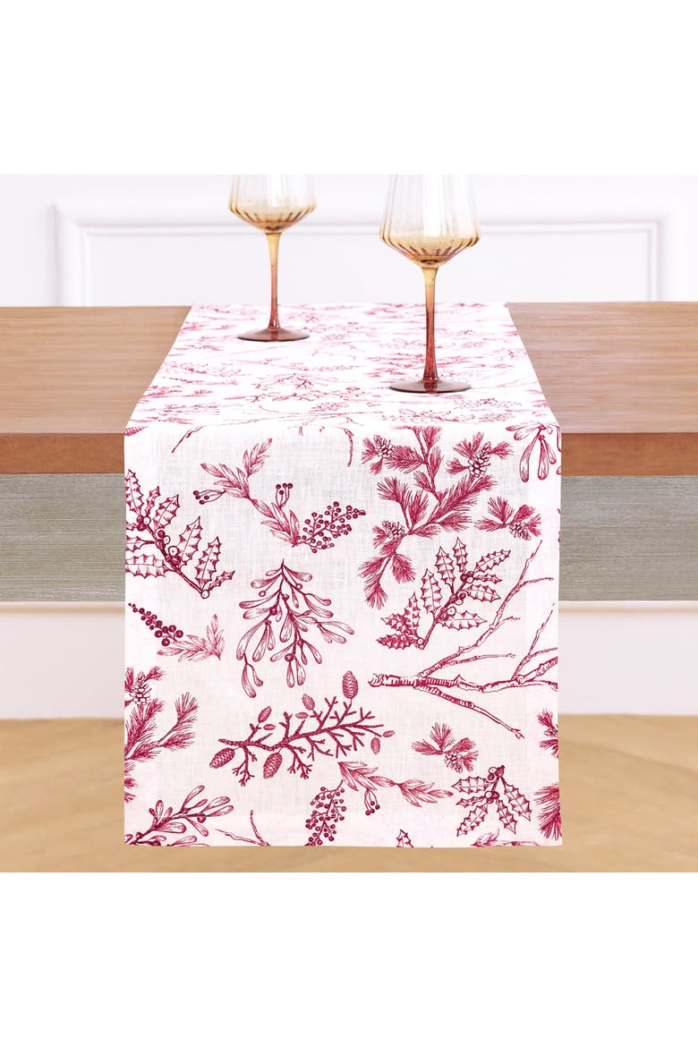 Linen Table Runner - Winter Forest, Main, color, Red/White
