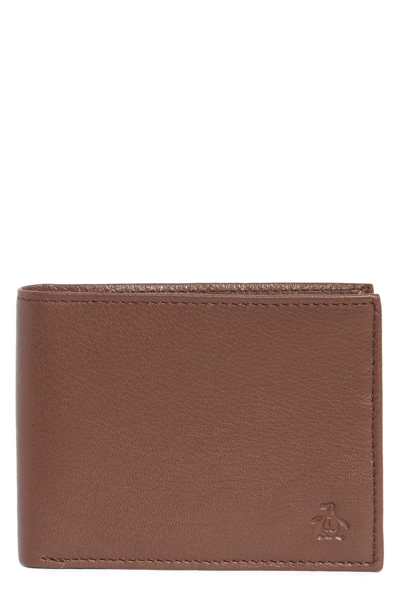 Embossed Logo Leather Passcase Wallet, Main, color, LUGGAGE