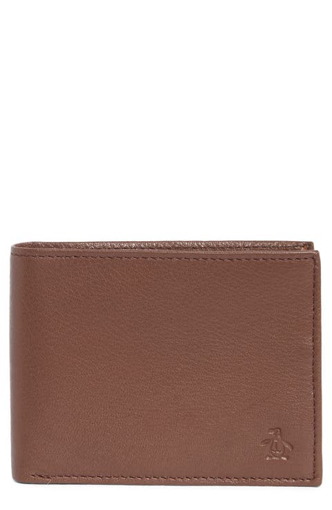 Embossed Logo Leather Passcase Wallet