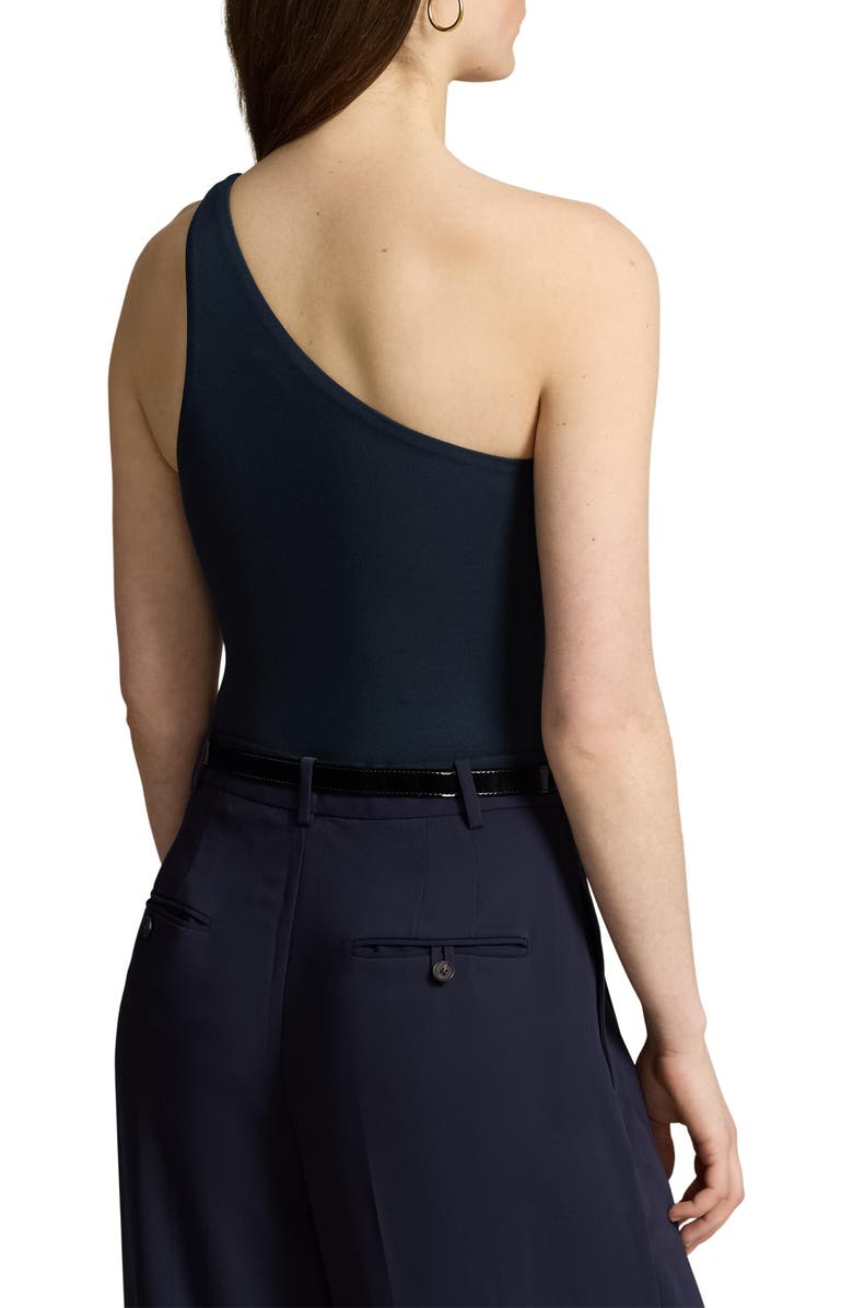 Polo Ralph Lauren Reform One-Shoulder Jersey Bodysuit, Alternate, color, Aviator Navy