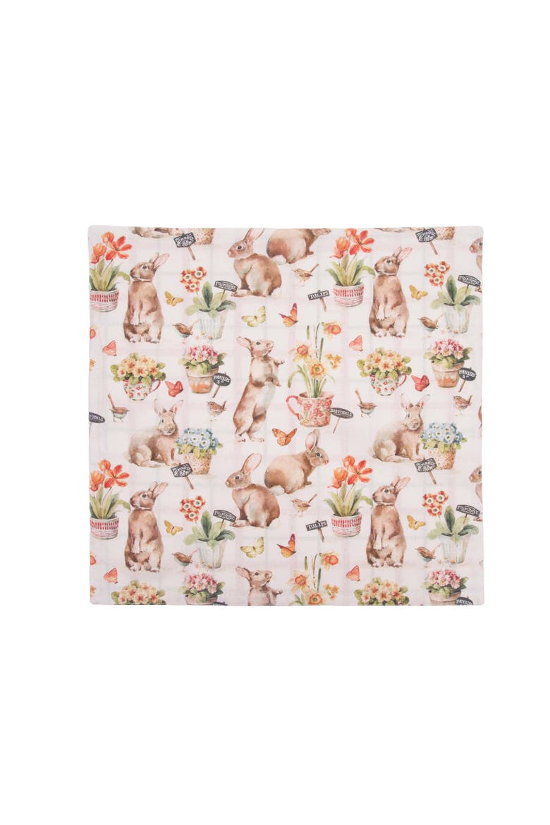 Little Garden Easter Rabbit Bunnies Graphic Print Set of 6 Cloth Napkins, Alternate, color, Orange