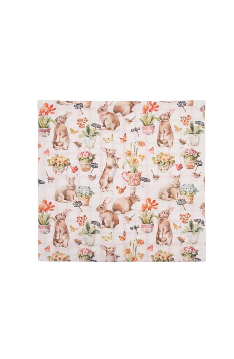 C&F Home Little Garden Easter Rabbit Bunnies Graphic Print Set of 6 Cloth Napkins, Alternate, color, Orange