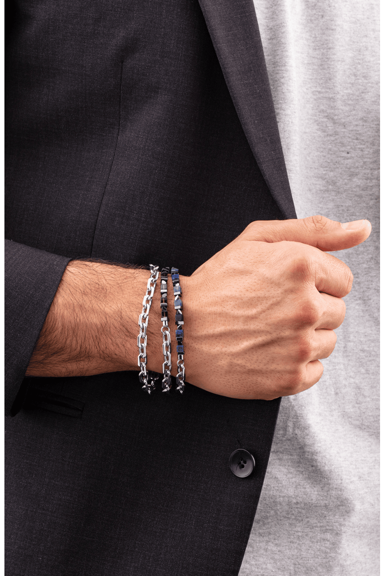 Bracelet Precious Fusion Link Chain Brown-Silver, Alternate, color, Silver